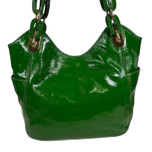 Michael Kors Lillie Purse Kelly Lime Green Gold Hobo Leather Chain Handbag Tote - Picture 4 of 16